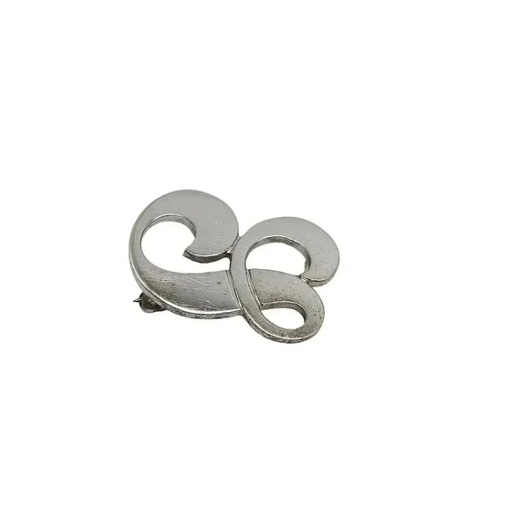 Danecraft Sterling Silver Swirl Monogram Inital S Brooch Pin Vintage - Picture 2 of 6